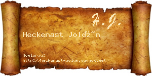 Heckenast Jolán névjegykártya